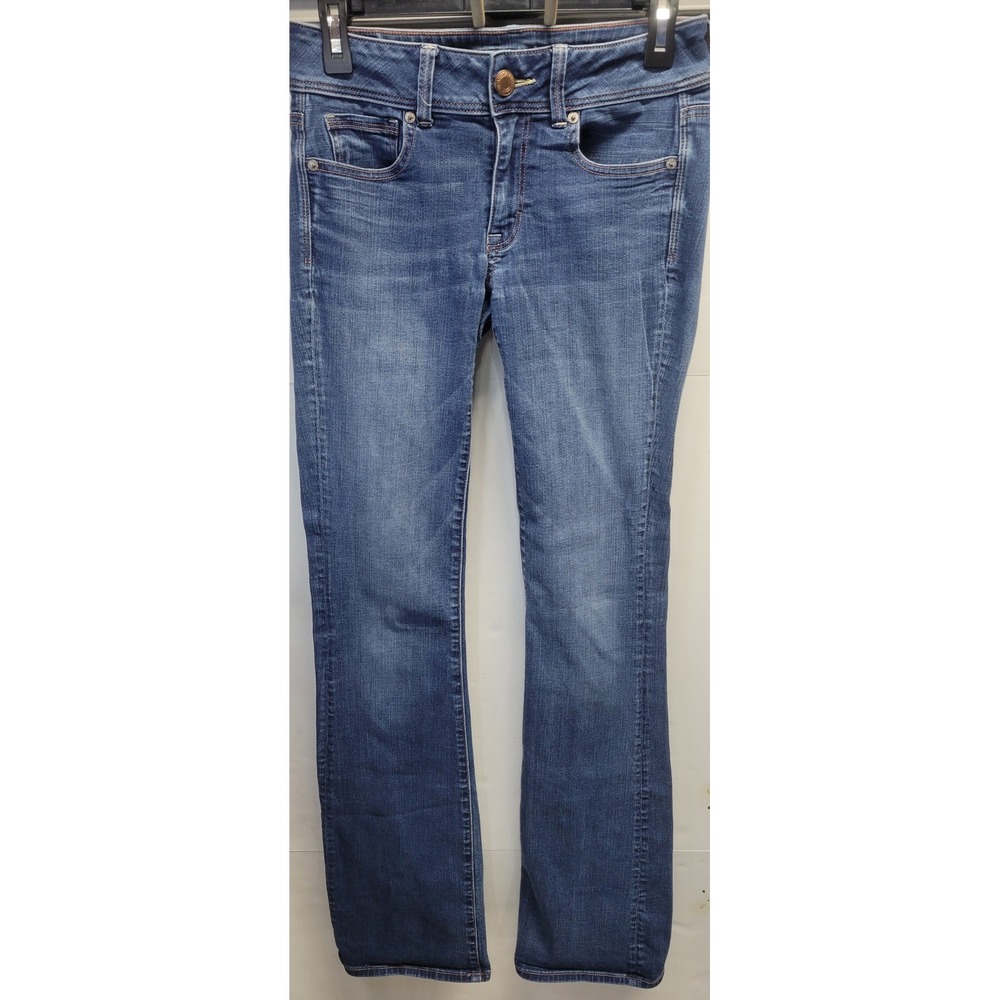 American Eagle Outfitters Women Blue‎ Super Stretch Bootcut Jeans Size 4